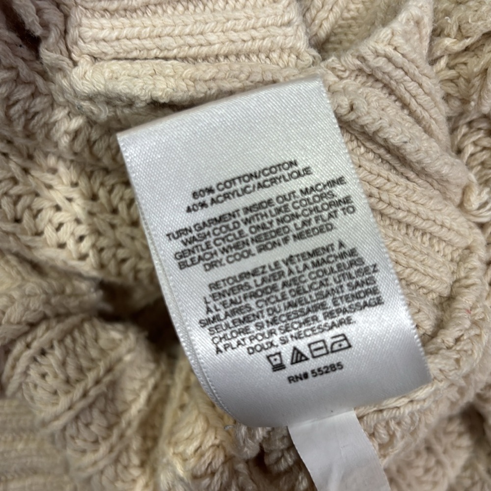 Express Beige Cable Knit Cowl Sweater - Picture 4 of 5
